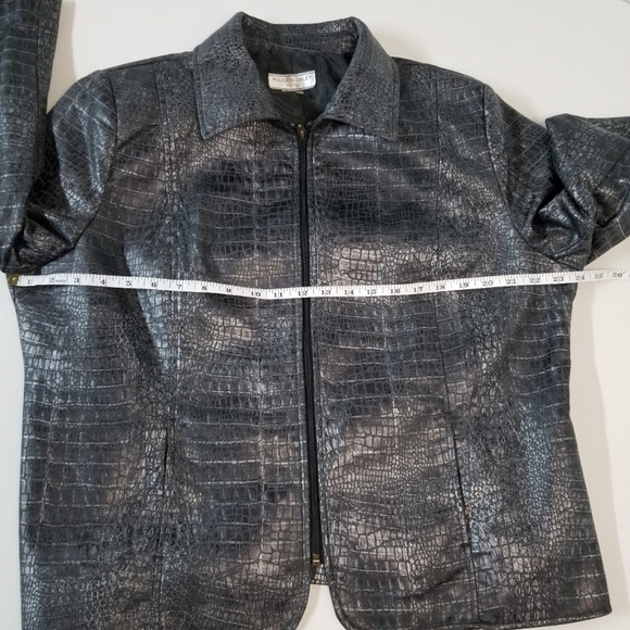 Allison Daley Metallic Alligator Skin Print Jacket BNWT Size 16P Faux Leather - Picture 3 of 9